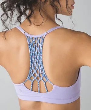 Lululemon Energy Bra Size 6 Medium Support Blue Paisley Strappy Back Crop Top thumbnail 2