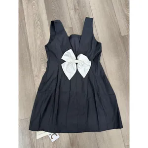 Commense Preppy Bow Backless Tank Charcoal Gray Minimalist Dress NWT Large thumbnail 4