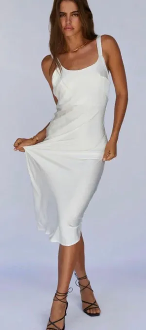 Billy J White Satin Low Back Midi Dress thumbnail 1