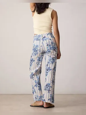 NWT Anthropologie Maeve The Colette High-Rise Wide-Leg Jeans- Floral Stripe - 25 thumbnail 7