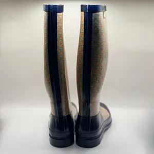 Vineyard Vines Womens Whale Print Rain Boots Navy Blue Orange Rubber Tall Size 5 thumbnail 2