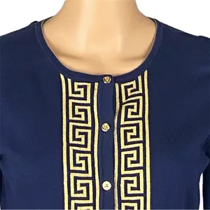 LILLY PULITZER Navy & Gold Greek Key Keane Cardigan Sweater Buttons Small thumbnail 3