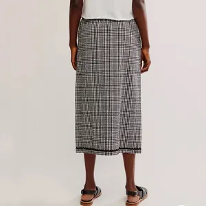 Free People Black Combo Penelope Gingham Midi Skirt Sz M NWT thumbnail 9