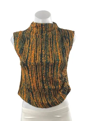 Zara Women's Multicolor Textured Mock Neck Sleeveless Crop Tank Sweater Top Sz M thumbnail 1