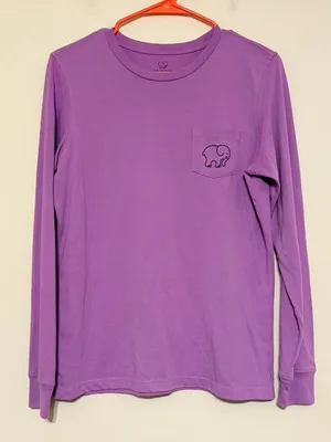 Women's Ivory Ella Purple Winter Snow Elephant Scene Long Sleeve Tee Size Small thumbnail 2