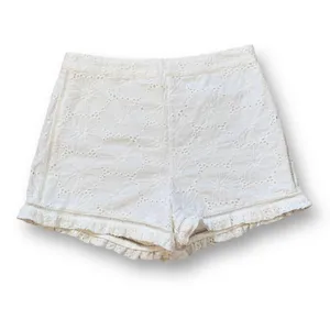 J.O.A Los‎ Angeles White Eyelet Lace Shorts High Waist Ruffle Hem Retro Feminine thumbnail 4