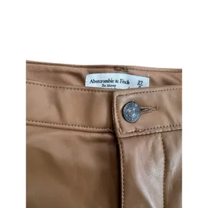 Abercrombie Faux Leather Pants Camel Brown Ultra High Rise Split Hem 4 27 thumbnail 5