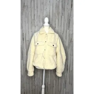 We The Free Teddy Swing Jacket‎ Ivory Size M Cropped Button Front Cozy Casual thumbnail 2