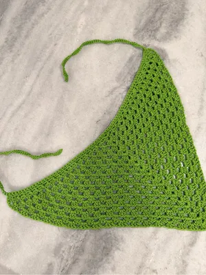 Handmade Crochet Bandana Head Scarf Cotton Boho Triangle Wrap Fest Cottagecore thumbnail 5