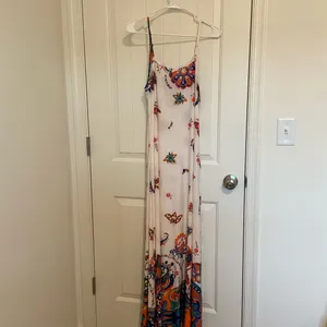 NEW Reborn women’s multicolor paisley maxi adjustable strap‎ stretch dress large thumbnail 6