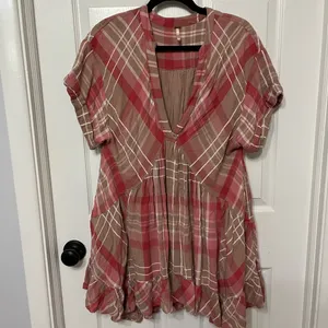 Free People Agnes Plaid Cotton Minidress size‎ small thumbnail 2