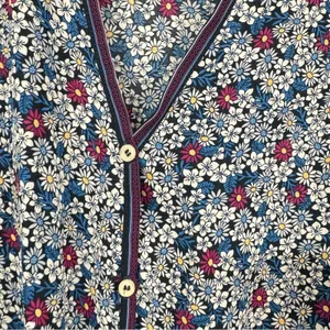 Max Studio Ditsy Floral Blue & Pink Flared Sleeve Tie Front Blouse S thumbnail 7