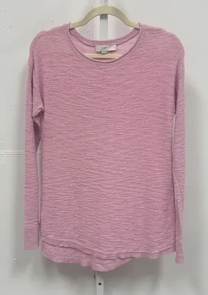 Loft Pink Textured Slub Knit Long Sleeve Crew Neck Sweater XS Pastel Casual thumbnail 1
