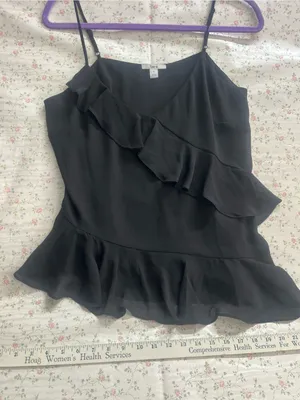 Bar III Black Asymmetrical Ruffle Camisole thumbnail 3