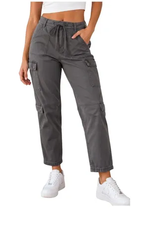 American Eagle Pants Womens Size 8 Gray Cargo Jogger Stretch Utility Ankle thumbnail 1