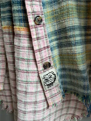 UO Ted Patchwork Yellow Flannel Shirt Button Down Plaid Urban Outfitters Size XS thumbnail 7