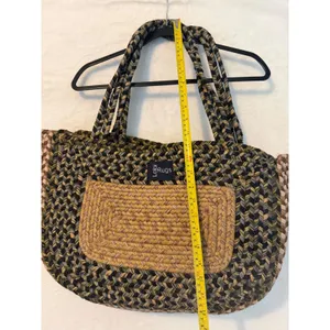 Loloi Rugs Braided Tote Bag Earth Tones Bohemian Woven Shoulder Bag Large thumbnail 3