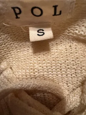 POL Distressed Star Print Knit Hoodie Sweater Cream Ivory Small Like New thumbnail 4