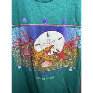 Vintage Best‎ Large T-Shirt Savannah Georgia Single Stitch Green Shells Beach thumbnail 14