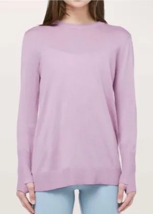 Lululemon Still at Ease Lavender Purple Open Back Knit Sweater Long Sleeve thumbnail 1