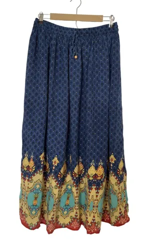 Gypsie Blue Large Boho Chic Whimsigoth Midi Skirt Lined Cottagecore Prairie thumbnail 1