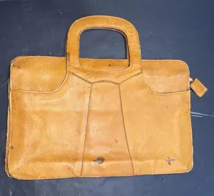 Vintage‎ Genuine Leather Tan Rustic Distressed Workwear Satchel Briefcase Bag thumbnail 1