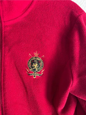 Lauren Ralph Lauren Vintage Y2K Red Crest Fleece Jacket Preppy Academia Small thumbnail 2
