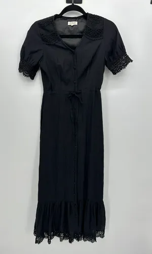 Roolee Womens Black‎ Maxi Button Front Dress Size XS Lace Goth Grunge Witchy thumbnail 1