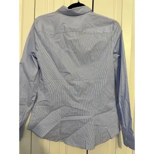 H&M Button Down Shirt Pinstripe Blue‎ Hidden Placket Size 6 Dark Academia Office thumbnail 5