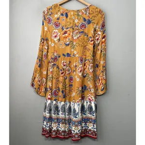 Altar'd State Babydoll Dress Size Small Paisley Peasant Boho Mini Crinkle Hippie thumbnail 6