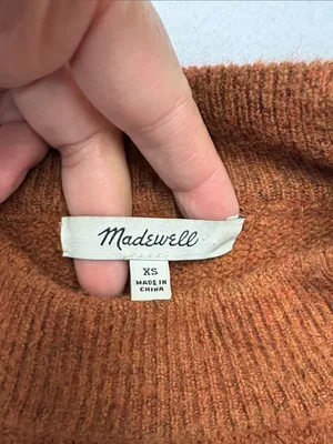 Madewell Women's xs extra small Crewneck Sweater in Brown holiday wool festive thumbnail 2