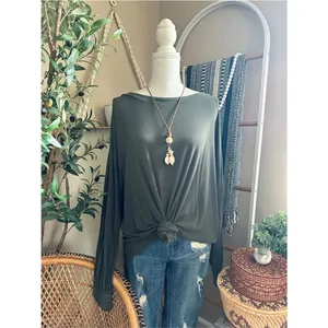 Free People Shimmy Shake Tunic Top Army Green Ribbed Open Back Boho thumbnail 4