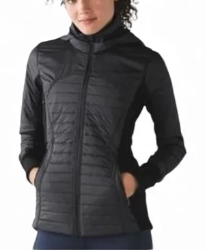 LULULEMON FIRST MILE Black Gorpcore Active Quilted Hooded Jacket Size 6 thumbnail 1