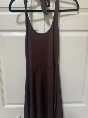 SHEIN Dark Plum Halter Tie-Back Athletic Mini Dress S thumbnail 2