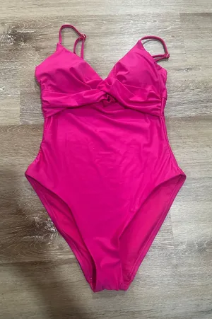 Smokin hot Pink One-Piece Swimsuit with Twist Front thumbnail 1