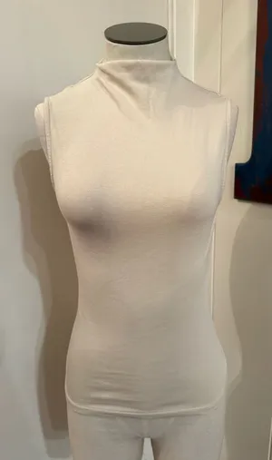 Zara Sleeveless Mock Neck Tank - Cream Sz M thumbnail 1