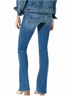 American Eagle Hi-Rise Artist Flare Jeans SIZE 2 Short Medium Wash Super Stretch thumbnail 4