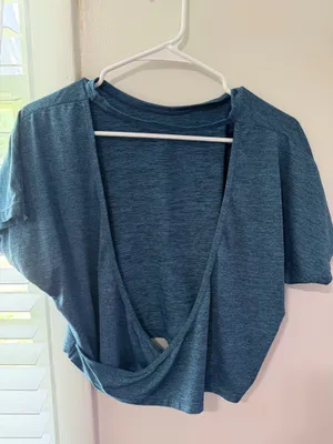 Backless Batwing Sleeve Sport Tee Blue thumbnail 4