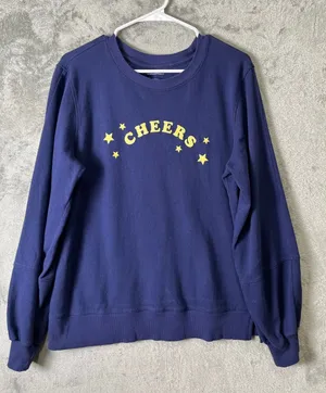 Anthropologie Cheers‎ Graphic Sweatshirt Navy Star Print Crewneck Pullover XS thumbnail 1