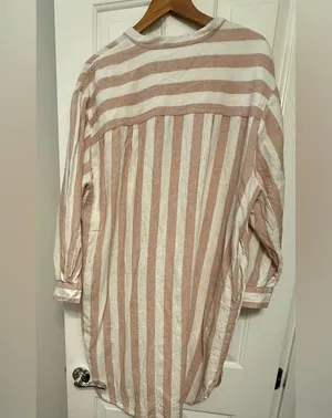 **A New Day Striped Long Sleeve Tie Waist Shirtdress XXL** thumbnail 3