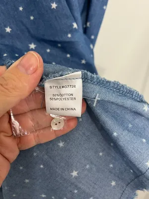 New Jodifl Large Starry Dotted Chambray Denim Babydoll Dress thumbnail 7