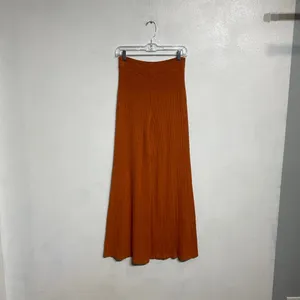 Free People Orange Keep It Real Ribbed Flare Pant Sz M thumbnail 2