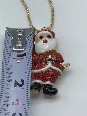 Red Crystal Santa Claus Christmas Necklace thumbnail 11