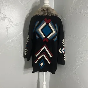Steel Roses Aztec Cardigan | Faux Fur Collar | Boho Western . thumbnail 7