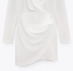 Zara white mini dress draped wrap long sleeve shower party wedding thumbnail 6
