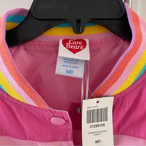 Hot Topic CARE BEARS Rainbow Varsity Bomber Racing Jacket Girls Juniors Size Medium NEW thumbnail 8