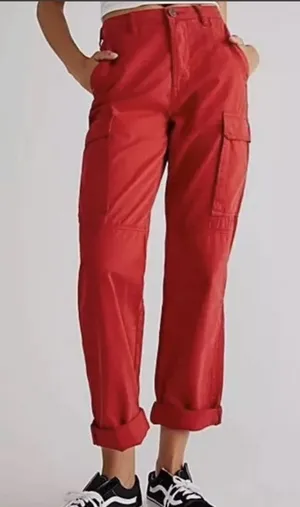 One Teaspoon Women's Cargo Motion Ruby‎ Red Jeans Cotton Size 28 thumbnail 1