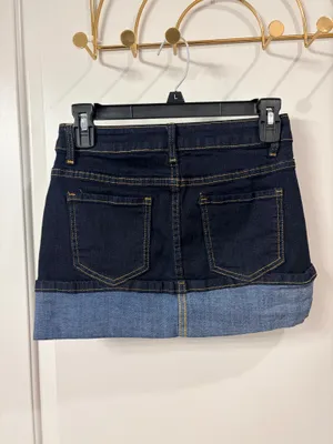 Shein Dark Denim Mini Skirt Blue thumbnail 4