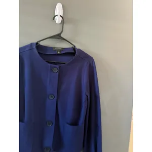 Halogen Womens Navy Blue Button Front Textured Ponte Knit Jacket Size S‎ Career thumbnail 2