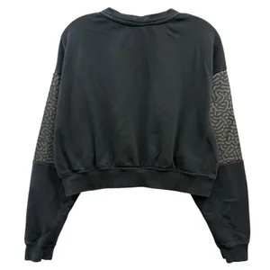 Nike‎ Women Black Crew Neck Cropped Sweatshirt Center Swoosh Athleisure S thumbnail 2